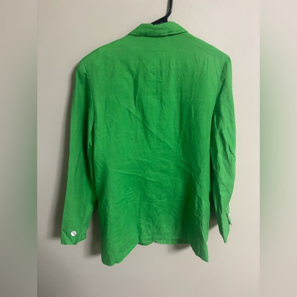 Talbots Green 100% Irish Linen Blazer Jacket Size 10 Medium Lagenlook - Picture 2 of 6